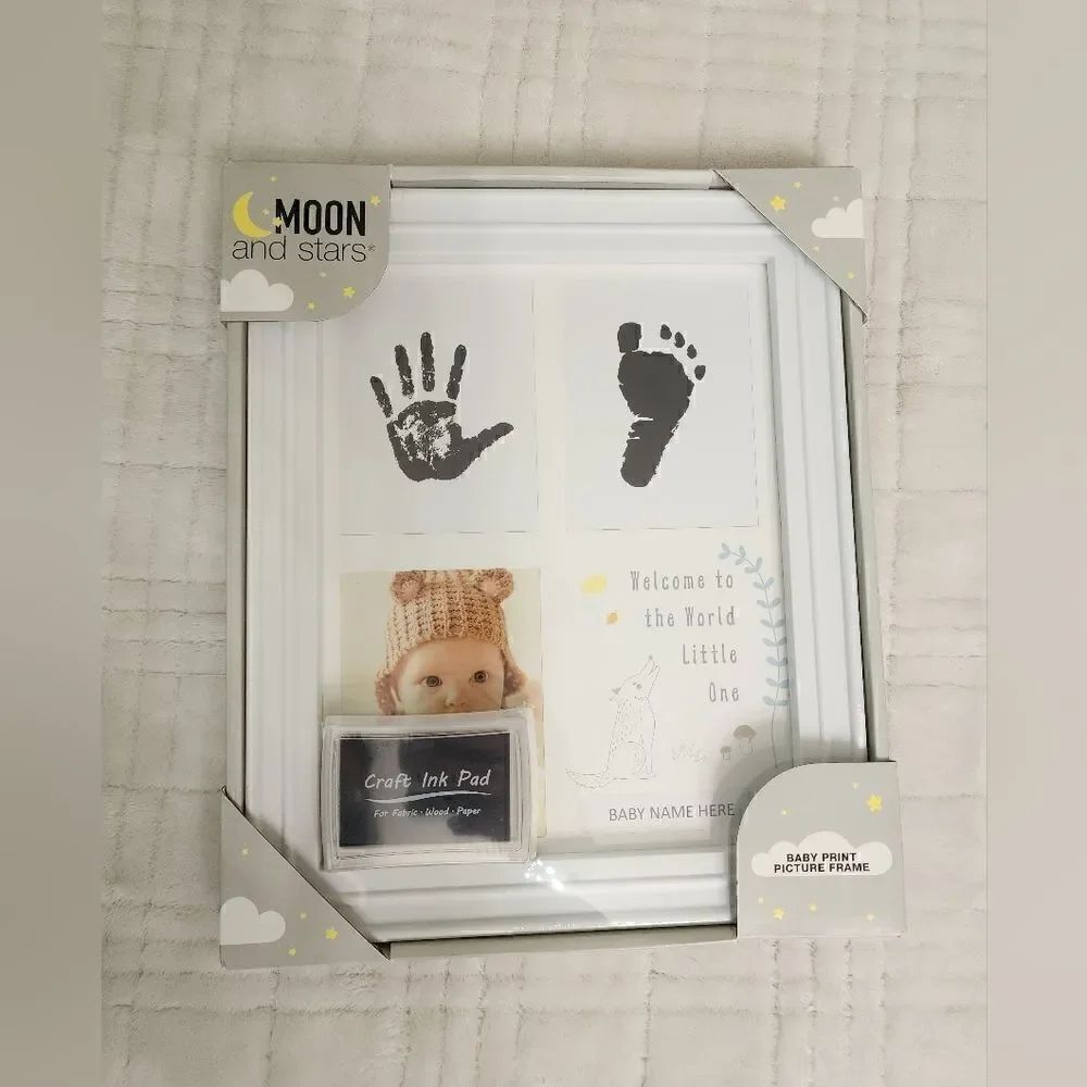New Star and Moon First Print Pictures Frame Baby Keepsake Gift.